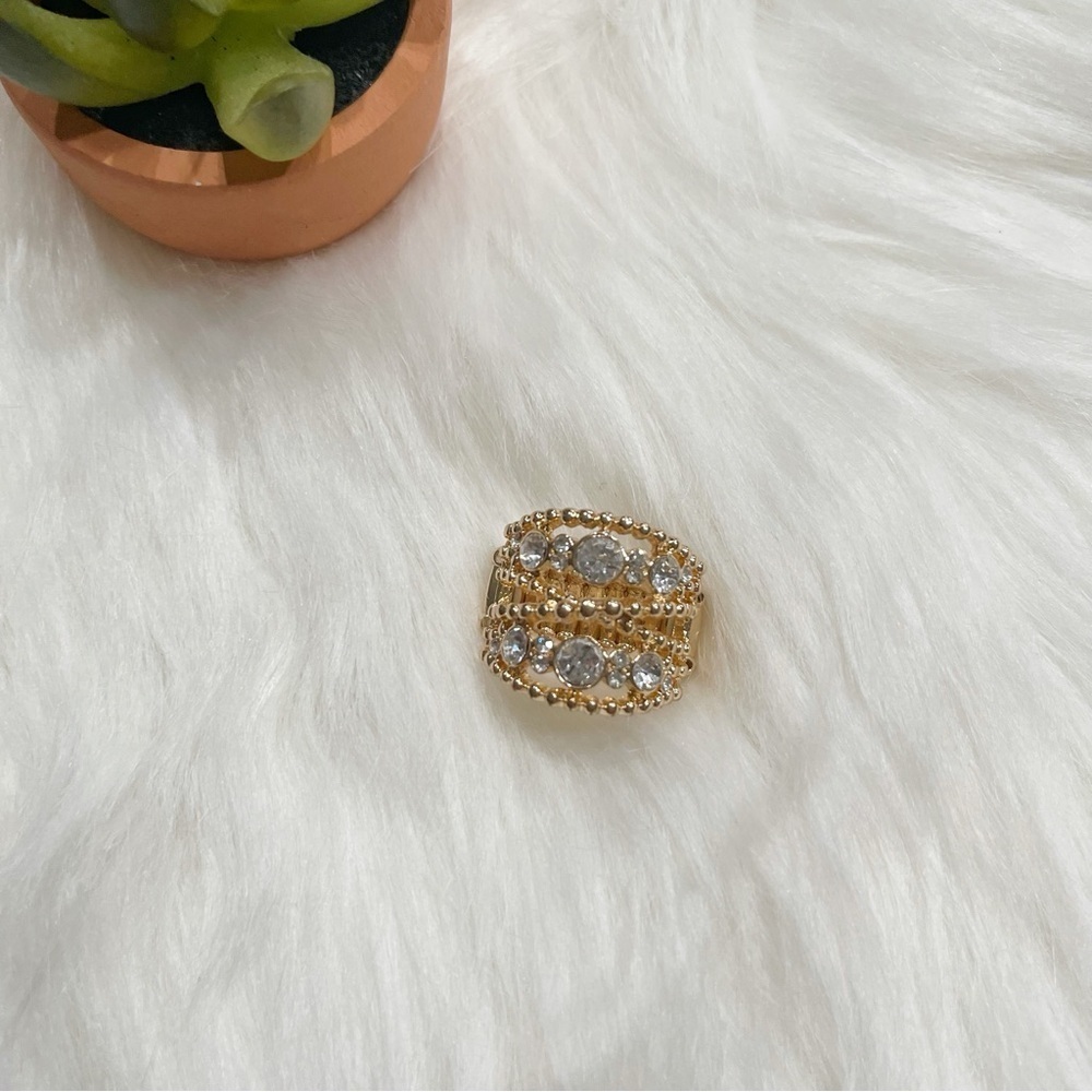 New Boutique Gold Gemstone Layered Band‎ Ring OS